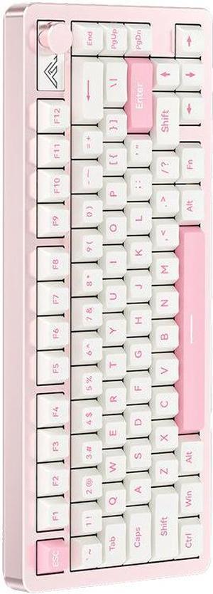 WSIRAK Wireless Mechanical Keyboard 65% Knob Control CNC Aluminum Gaming Keyboard BT/2.4G/Wired Hot Swappable Pre-lubed Switches Gasket Mounted RGB Keyboard for Win/Mac white / pink