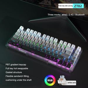 WSIRAK ZT82 80% TLK Custom Keyboard Kit Hotswap Wireless USB Gasket RGB Backlit Gaming Mechanical Keyboard PC laptop Keyboard Silver Axis 2.4G/Wired/Bluetooth