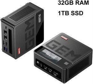 WSIRAK AOOSTAR GEM12 AMD Ryzen 9 6900HX Mini PC with 16/32G DDR5 RAM 512G/1T PCle 4.0 SSD WIN 11 PRO/ 2* NVME/Oculink/2*2.5G LAN (Non-screened version) 32G RAM / 1T SSD