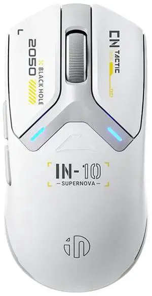 Wsirak IN10 Superlight Wireless Gaming Mouse 8K Polling Rate 26,000 DPI Tri-Mode PAW3395 Sensor Fully Programmable White