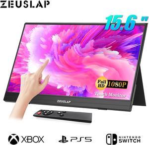 ZEUSLAP AT156 15.6 Inch Portable Touchscreen Gaming Monitor,  60HZ 1080P IPS Screen with USB-C + HDMI-Compatible Port for Laptop, Mini PC, Computer, Switch, PS4 ect.