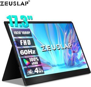 ZEUSLAP Z17P 17.3 Inch 100%sRGB Portable Gaming Monitor, 1080P FHD 60Hz Screen for PS4 PS5 Switch Xbox Game Consoles Extend Screen PC Sub Display