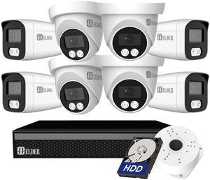 [2024 New] Elder 4K Security Camera System Spotlight, 8-Camera 8Ch DVR Surveillance Kit Outdoor DIY Wired 3TB Audio Color Night Vision, Home Security Camera System