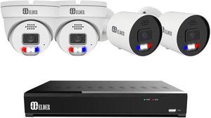 Elder AI Security Camera System 12MP NVR 8Ch PoE, 4-Camera 30FPS 4K Dual-Light Outdoor 3TB, Sony Sensor & NDAA, Smart Face & License Plate, Full Color Surveillance NocVU Series