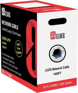 Elder Ethernet Cable Cat6 UTP 1000ft (305m), Certified Bare Copper High-Speed Network Cable Bulk LAN Internet Wire, Category 6 Cable Communication Cord, Blue - 1000 Feet - 305 Meter