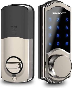 Smart Deadbolt, SMONET Front Door Lock Keyless Entry, Bluetooth Electronic Touchscreen Keypad, Physical Keys, Auto Lock, Remote Control, Send eKey, Airbnb, Apartment