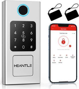 Smart Lock, HEANTLE Keyless Entry Door Lock Fingerprint Electronic Deadbolt Digital Bluetooth Biometric Door Locks with Keypads Smart Locks for Front Door, Auto Door Lock Work with App Silver