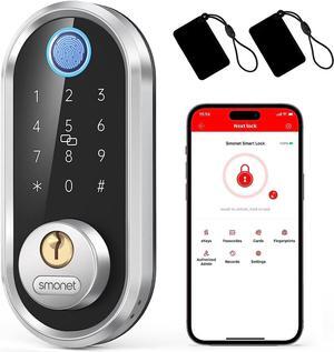 Smart Deadbolt, SMONET Fingerprint Electronic Deadbolt Door Lock with Keypad-Bluetooth Keyless Entry Keypad Smart Deadbolt App Control, Ekeys Sharing, App Monitoring Auto Lock for Homes and Hotel