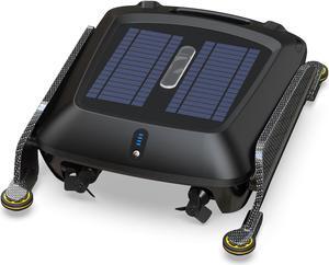 Solar Pool Skimmer Robot: SR5 PRO Automatic Pool Surface Skimmer with Solar Powered 24/7 Continuous Cleaning Robotic Pool Skimmer, Two Speed Modes, Dual Charging, Black