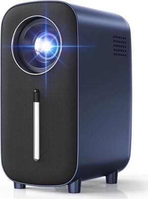 Mini Bluetooth Portable Movie Projector - HISION 1080P Projector Home Outdoor TV Projector 8500L Video LED Projector Compatible with TV Stick Laptop Phone Tablet HDMI USB DVD - Blue