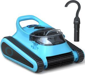 Robotic Pool Cleaner Vacuum for Inground Pools, Cordless Pool Cleaner Robot with Hook 180W Suction Auto Vacuums Wall Climbing Waterline Scrubbing Cleaning 150 Mins Long Battery Up to 2,000 sq.ft