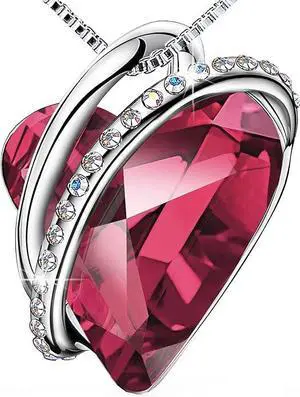 prino Necklace for Women with Birthstone Crystals, Love Heart Pendant and Silver Plated Chain,Perfect Anniversary, Birthday,or Valentines Day Jewelry Gifts for Women,Wife, Mom,or Girlfriend
