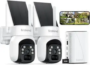 FIRSTREND Solar Security Cameras Wireless Outdoor, 2K Color Night Vision, Human Auto Tracking, Two-Way Audio, 2.4G/5GHz WiFi Home Security Camera System, No Monthly Fee, IP65 Waterproof, 2 Camera Kit FIRSTREND Solar Security Cameras Wireless Outdoor, 2K Color Night Vision, Human Auto Tracking, Two-Way Audio, 2.4G/5GHz WiFi Home Security Camera System, No Monthly Fee, IP65 Waterproof, 2 Camera Kit