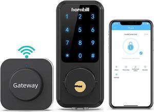 Wi-Fi Smart Deadbolt Lock with Touchscreen Keypad, Keyless Entry Bluetooth Hornbill Smart Front Door Lock Compatible with Alexa, Works with App, Auto-Lock, Remotely Control(Included G2 Gateway)