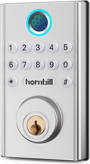 Electronic Keypad Lock, Hornbill Keyless Entry Deadbolt Lock, Fingerprint Digital Front Door Lock, Keypad Deadbolt Auto Lock, Easy to Install No Need to Drill, Suitable for Home Office Apartment