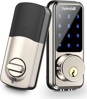 Smart Lock Keyless Entry Deadbolt Door Locks,Hornbill Smart Lock Front Door,Digital Electronic Bluetooth Deadbolt Door Lock Works with APP,Code Auto Lock for Hotel Airbnb Home(Not included G2 Gateway)