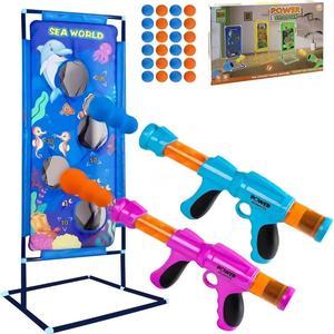 Goldprice Shooting Games for Kids 2 PK Foam Ball Popper Air Toy Guns with 24 Foam Balls, Indoor-Outdoor Games for Boys