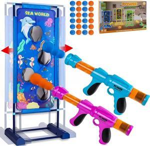 Goldprice Shooting Game Toy for Age 6, 7, 8, 9, 10+ Years Old Boys and Girls - Popper Air Toy Guns with Moving Shooting Target & 24 Foam Balls - Outdoor Garden Toys Gifts