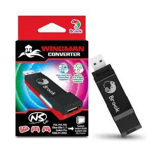 Zeroplus | Brook Wingman NS Lite Converter- Support Xb Series X/S/One/360, PS5/PS4/PS3, Xb Elite 1/2, NS Pro Controllers on NS, NS 2 & PC Gaming Console, Supports Remap, Macro & Adjustable Turbo