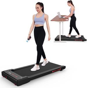 OBENSKY Walking Pad Under Desk Treadmill for Home/Office, Portable Mini Jogging Machine with Remote Control, Bluetooth and LED Display 265 lbs Capacity,Installation-Free, Black
