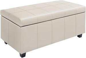 CangLong 36 Inch Damara Lift-Top Storage Ottoman Bench with Faux-Leather Upholstery, Upholstered Foam Padded Rectangular Footstool, Easy Assemble Furniture ,Cream