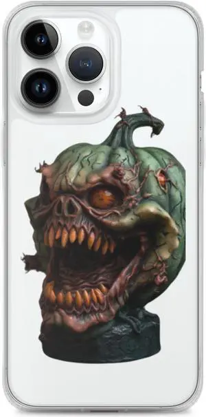 LKGAMEZONE Pumpkin A Clear Case for iPhone 14 Pro Max- Solid Polycarbonate Back, Flexible, See-Through Polyurethane Sides, Wireless Charging Compatible