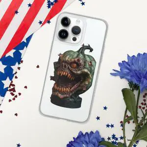 LKGAMEZONE Pumpkin A Clear Case for iPhone 13 Pro- Solid Polycarbonate Back, Flexible, See-Through Polyurethane Sides, Wireless Charging Compatible