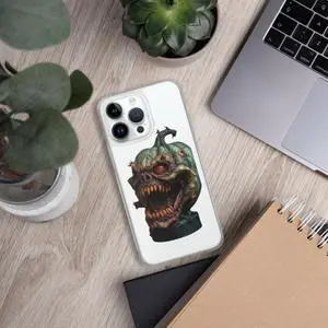 LKGAMEZONE Pumpkin A Clear Case for iPhone 13 Pro Max - Solid Polycarbonate Back, Flexible, See-Through Polyurethane Sides, Wireless Charging Compatible