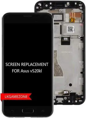 LKGAMEZONE For ZenFone V V520KL Screen Replacement Kit - 5.2" LCD Display Touch Digitizer with Black Frame Assembly