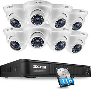 ZOSI 1080P 8CH Home CCTV DVR Security System Outdoor 2MP Camera Motion Detection (8 camera+1TB HDD)