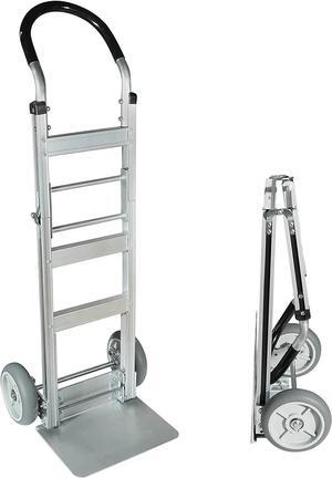 Fully Assembled Foldable Hand Truck with 8" Mold-On Rubber Wheels  Horizontal Loop Handle. 500 Lb. Capacity Dolly for Travel, Moving and Office Use | 14 X 7.5 Extruded Aluminum Nose Plate