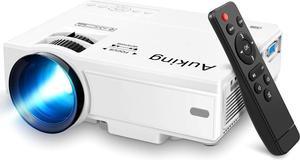 AuKing Mini Projector 2022 Upgraded Portable Video-Projector,55000 Hours Multimedia Home Theater Movie Projector,Compatible with Full HD 1080P HDMI,VGA,USB,AV,Laptop,Smartphone