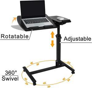 NEW Adjustable Laptop Notebook Rolling Table Desk Stand Overbed Tiltable Tabletop