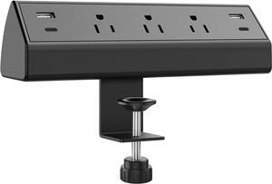 Desk Clamp Power Strip with USB C,Power Supply for Desk Edge Mount with 3 Outlets,2 USB C (PD 20W),2 USB A(QC3.0) Fast Charging Ports,Table Outlets for Home, Office,6ft Extension Cord,with Flat Plug