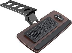 Keyboard Tray Under Desk,360 Adjustable Ergonomic Sliding Keyboard & Mouse Tray, 25" W x 9.8" D, Brown