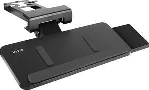 Extra Large Adjustable Computer Keyboard Tray with Slide-Out Mouse Platform, Ergonomic Under Table Tilting Desk Mount Shelf with Padding, Black, MOUNT-KB07B