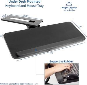 Adjustable Computer Keyboard & Mouse Platform Tray Ergonomic Under Table Desk Mount Drawer Underdesk Shelf (MOUNT-KB03B)