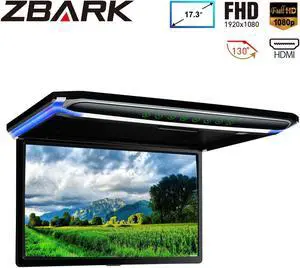 17.3" Flip Down Car Roof Monitor Ceiling Overhead HD TFT Screen 1080P USB HDMI