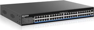 48 Port Gigabit PoE Switch Unmanaged with 48 Port IEEE802.3af/at PoE+@400W, 2 x 1G SFP, NICGIGA 50 Port Network Power Over Ethernet Switch, Desktop/Rackmount
