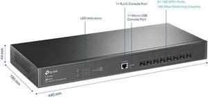 TP-Link TL-SX3008F | 8 Port 10G SFP+ Enterprise Level Switch | L2+ Smart Managed | Omada SDN Integrated | IPv6 | Static Routing | L2/L3/L4 QoS, IGMP & LAG | Limited Lifetime Protection