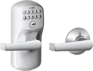 SCHLAGE FE575 PLY 626 ELA Plymouth Keypad Entry with Auto-Lock and Elan Levers, Brushed Chrome