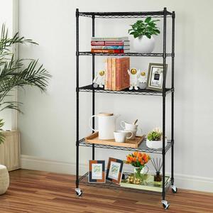 5-Tier Shelves Wire Unit Rack Large Space Storage Rolling with 4 Wheel Casters