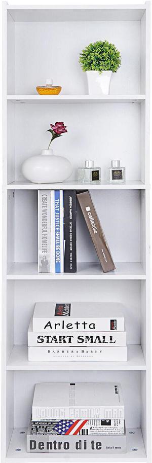 5-Tier Reversible Color Open Shelf Bookcase Bookcase Bookshelf Storage White