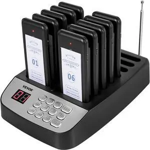 VEVOR F100 Restaurant Pagers 10 Coasters Paging System Wireless for Restaurants