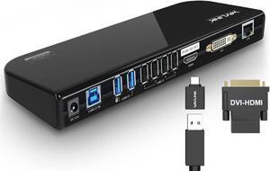 USB 3.0 and USB C Universal Laptop Docking Station Dual Monitor with HDMI & HDMI/DVI/VGA with Gigabit Ethernet, 6 USB Ports, Audio for Windows, MacOS, ChromeOS, Ubuntu 20.04,22.04