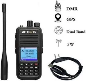 Digital Ham Radio DMR Retevis RT3S GPS DualBand TDMA Walkie Talkie 5W 2000mAh