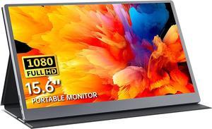 Portable Monitor15.6 inch 1080P FHD HDR USB-C Portable Screen Dual Type-C Mini HDMI IPS FreeSync Computer Display with Speakers for Laptop PC Mac Surface Xbox Switch PS4/5 with Smart Cover