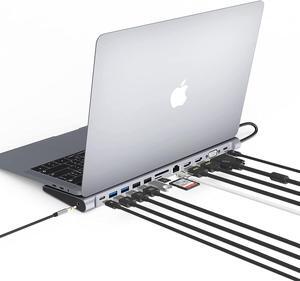 USB C Docking Station Dual Monitor, 13 in 1 Triple Display Laptop Docking Station with 2 HDMI, VGA, 100W PD, USB C Port, 4 USB A Ports, Gigablit Ethernet, Audio, SD/TF Compatible Windows&MacBook Pro