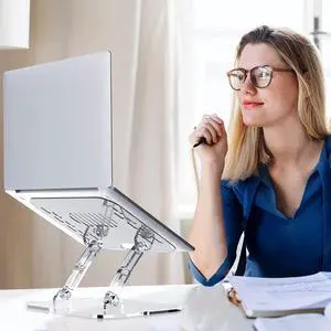 Laptop Stand, Portable Ergonomic Computer Stand for Laptop, Lpoake Foldable Laptop Riser for Desk, Compatible with 10 to 15.6 Inches Notebook Computer Laptops (Transparent)