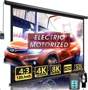 120" Motorized Projector Screen - Indoor and Outdoor Movies Screen 120 inch Electric 4:3 Projector Screen W/Remote Control